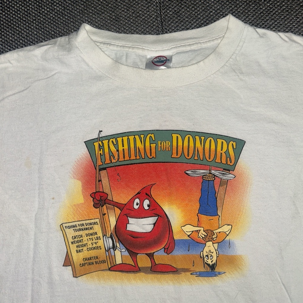90s Fishing for Donors Parody White T Shirt